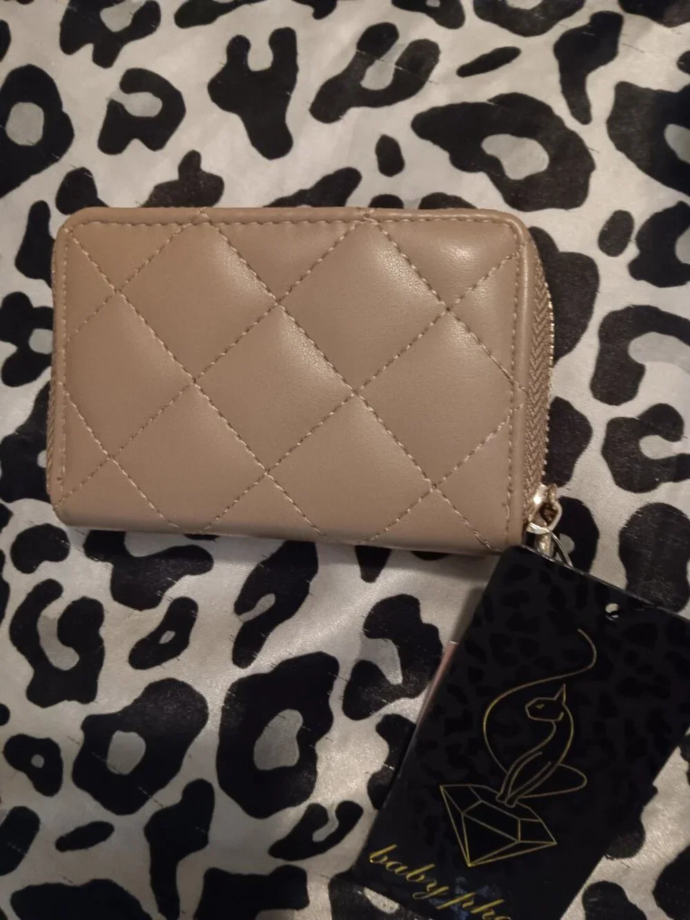 Baby Phat Quilted Tan Wallet with Cat Logo